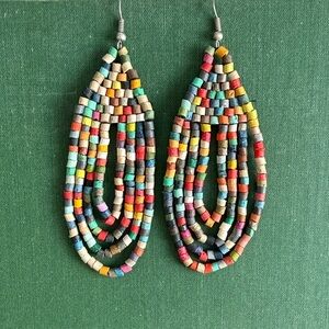Handmade Multicolor Beaded Teardrop Dangle Earrings - Women Jewelry